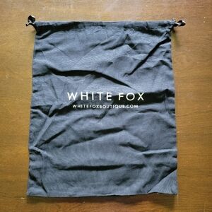 White Fox Black Drawstring Bag